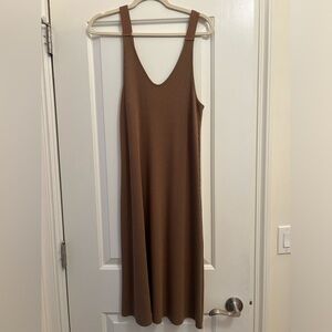 Vince Ribbed Tank Dress (Midi Length) - Brown size L